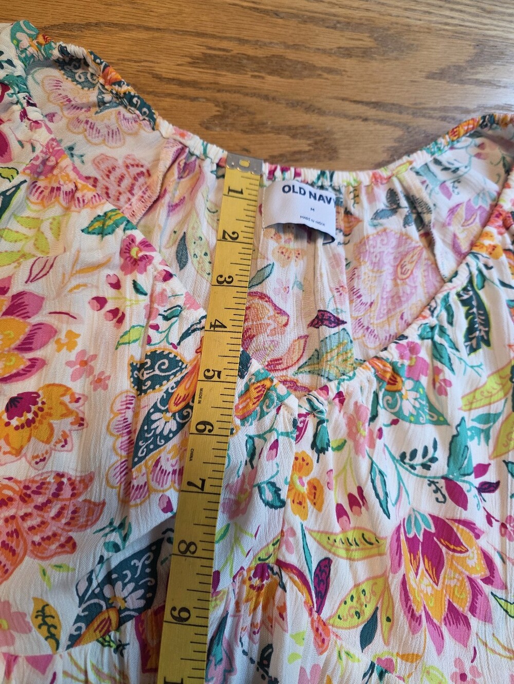 Old Navy Floral V-Neck Peasant Blouse Long Sleeve Boho Top Womens Size M - Picture 11 of 13